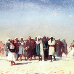 Jean-Léon Gérôme: Egyptian Recruits Crossing the Desert (Recrues égyptiennes traversant le désert), 1857. Najd Collection, Saudi Arabia.