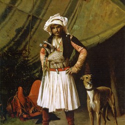 Jean-Léon Gérôme: An Albanian and his Dog (Arnaoute et son chien), also known as A Bashi-Bazouk and his Dog, 1865. private collection.