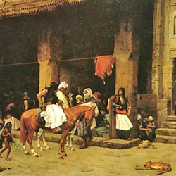Jean-Léon Gérôme: A Street in Cairo (Une Rue de Caire), also known as Albanian Patrol in Cairo, 1870.