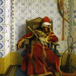 Jean-Léon Gérôme: Markos Botzaris [Alb. Mark Boçari], 1874. Terence Garnett Collection, San Mateo, California.