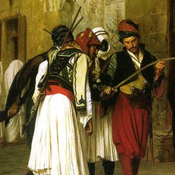Jean-Léon Gérôme: Old Clothing Merchant Seller in Cairo (Marchand de vieilles vêtements au Caire), 1866. private collection.