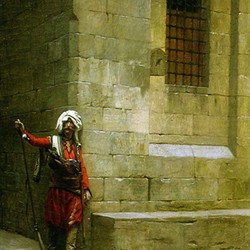 Jean-Léon Gérôme: Albanian Standing at a Wall (Arnaoute debout près d’un mur). Attributed to Gérôme. private collection.